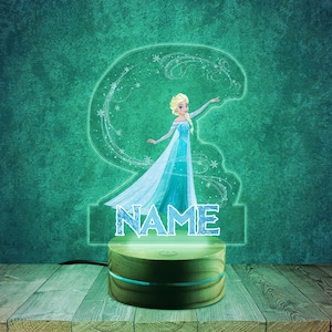 Disney Princess Birthday Night Light/Frozen Night Light/Frozen Bedroom Sign/Frozen Kids Bedroom Decor/Child Nursery Nightlight  O-01032360