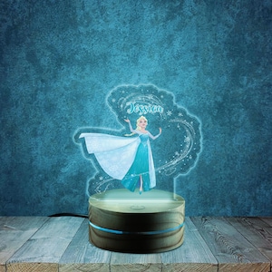 Disney Princess Birthday Night Light/Frozen Night Light/Frozen Bedroom Sign/Frozen Kids Bedroom Decor/Child Nursery Nightlight O-15022343