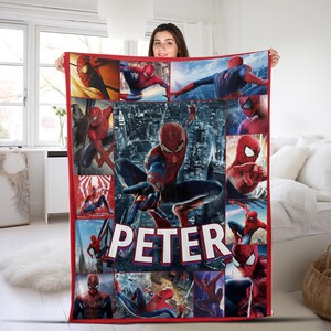 Personalized Spiderman Blanket/Spider Man Fleece Blanket/Spiderman Birthday Gift/Spider Man Across The Spiderverse/Blanket Quilt OHXG06