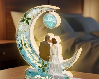 Caja de luz acrílica con pareja de Han Solo y Leia, luz nocturna LED de Star Wars, regalo de la princesa Leia y Han, decoración de pareja de ciencia ficción, lámpara de amor nerd OHZD04