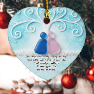 Personalized Friendship Sea Glass Ornament, Custom Best Friend Christmas Decor Gift, Ceramic Keepsake for Long Distance Friends AXJV20