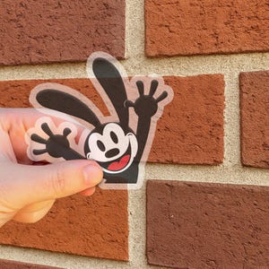 Oswald the Lucky Rabbit Peeker Sticker – Funny Peeking Oswald Vinyl Decal, Waterproof Disney Car & Laptop Sticker OHUF33