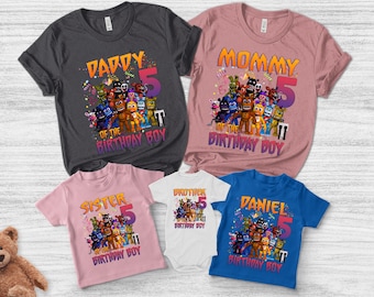 Five Nights of freddy Birthday Shirt, 5 Nights at Freddys Shirt, Custom Birthday Family Matching Tshirt AXGW14