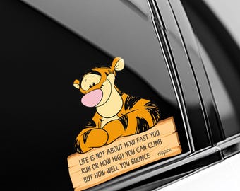 Winnie the Pooh, Tigger, Eeyore, Piglet and Roo Quote Peeker Peeking Car Window Decals - Bumper Waterproof Stickers For Laptop AXHM21