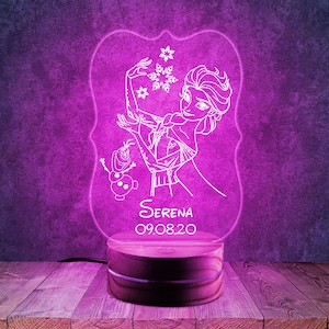 Disney Princess Birthday Night Light/Frozen Night Light/Frozen Bedroom Sign/Frozen Kids Bedroom Decor/Child Nursery Nightlight O-17122215