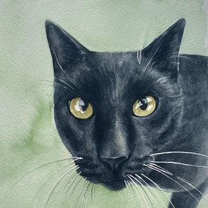 black cat watercolor 9x12