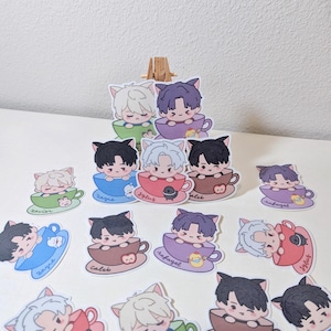 Love & Deepspace Kitty Card Stickers | Xavier | Rafayel | Zayne | Sylus | Caleb