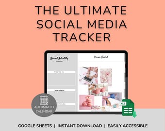 Social Media Content Calendar, Google Sheets Planner (Digital Download)