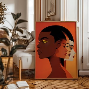 Stampa femminista femminile, arte murale sulla diversità, Girl Power, illustrazione di donna stampabile, uguaglianza, femminismo, sorellanza, arte multirazziale femminile