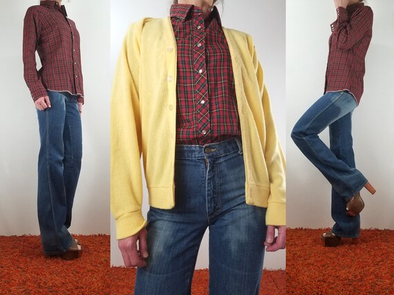 Vintage 70s Wrangler Shirt /Women's Red Plaid Wes… - image 9