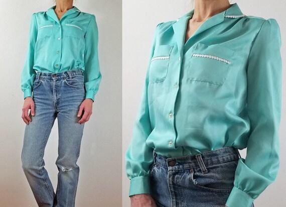 womens mint green blouse