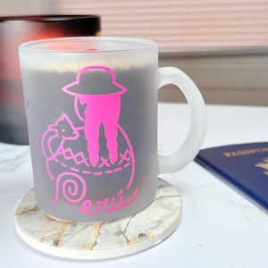 Peru gift, Peruvian  gifts, Coffee mug, Pisco mug, Beer mug, Peruvian mug,  Flower mug, Lama design, Customized peruvian mug, Gifts by Peru