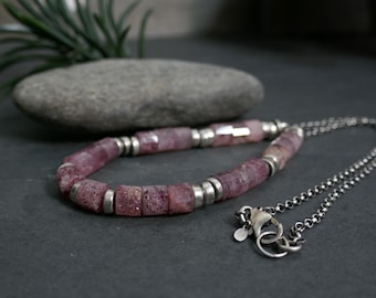 Necklace Pink Strawberry Quartz Handmade Sterling Silver #2012