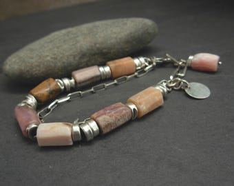 Bracelet Pink Opal Handmade Sterling Silver #2121