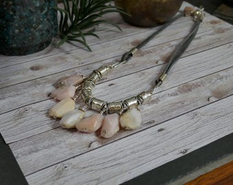 Necklace Handmade Sterling Silver Pink Opal Nuggets #2244