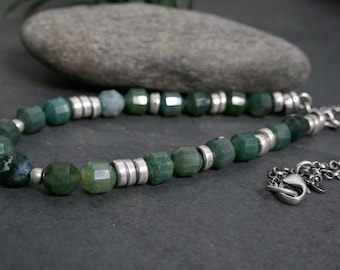 Necklace Green Moss Agate Handmade Sterling Silver #2022