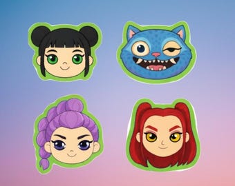 Stl file Set of 4 Demon hunters/kpop cookie cutter 3.5 size