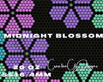 Midnight Blossom - digital rhinestone template: 20oz skinny tumbler 4mm/SS16 (60x63)