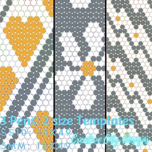 Grey and Yellow Pen Template from Live- Set of 3 Rhinestone Pen Templates 12x53 and 13x53 - 3mm/ss10 stones