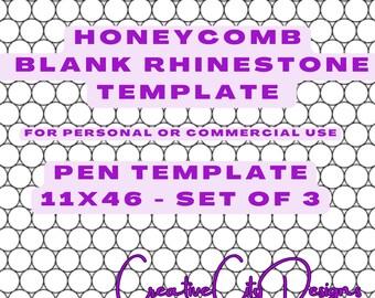 Set of 3 Pen Blank Rhinestone Template 11x46