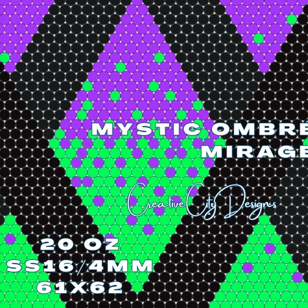 Mystic Ombre Mirage Tumbler Template Rhinestone Design SS16/4mm (61 wide x 62 long)