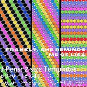 Frankly, She Reminds Me of Lisa - Set of 3 Rainbow Rhinestone Pen Designs Includes 2 Templates 13 & 12 stones around - TEMPLATE ONLY