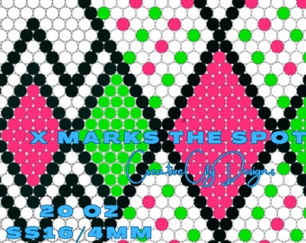 X Marks the sparkle- 4mm/SS16 (61x62):digital rhinestone template 20oz skinny tumbler
