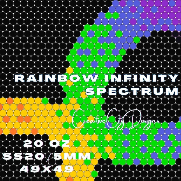 Rainbow Infinity Spectrum Rhinestone Tumbler Template | 20oz Skinny | 49x49 Stones | SS20/5mm