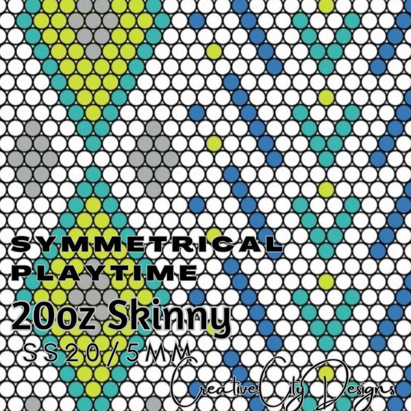 Symmetrical Playtime Rhinestone Tumbler Template - 49x49 for 20oz Tumbler - Digital Download