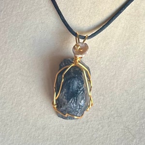 Black Obsidian aka Apache Tears Wire Wrapped Necklace Jewelry