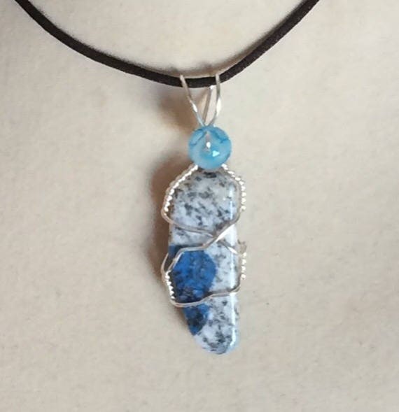 K2 Azurite in Granite Stone Pendant 