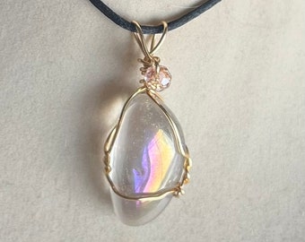 Angel Aura Crystal Pendant Wire Wrapped