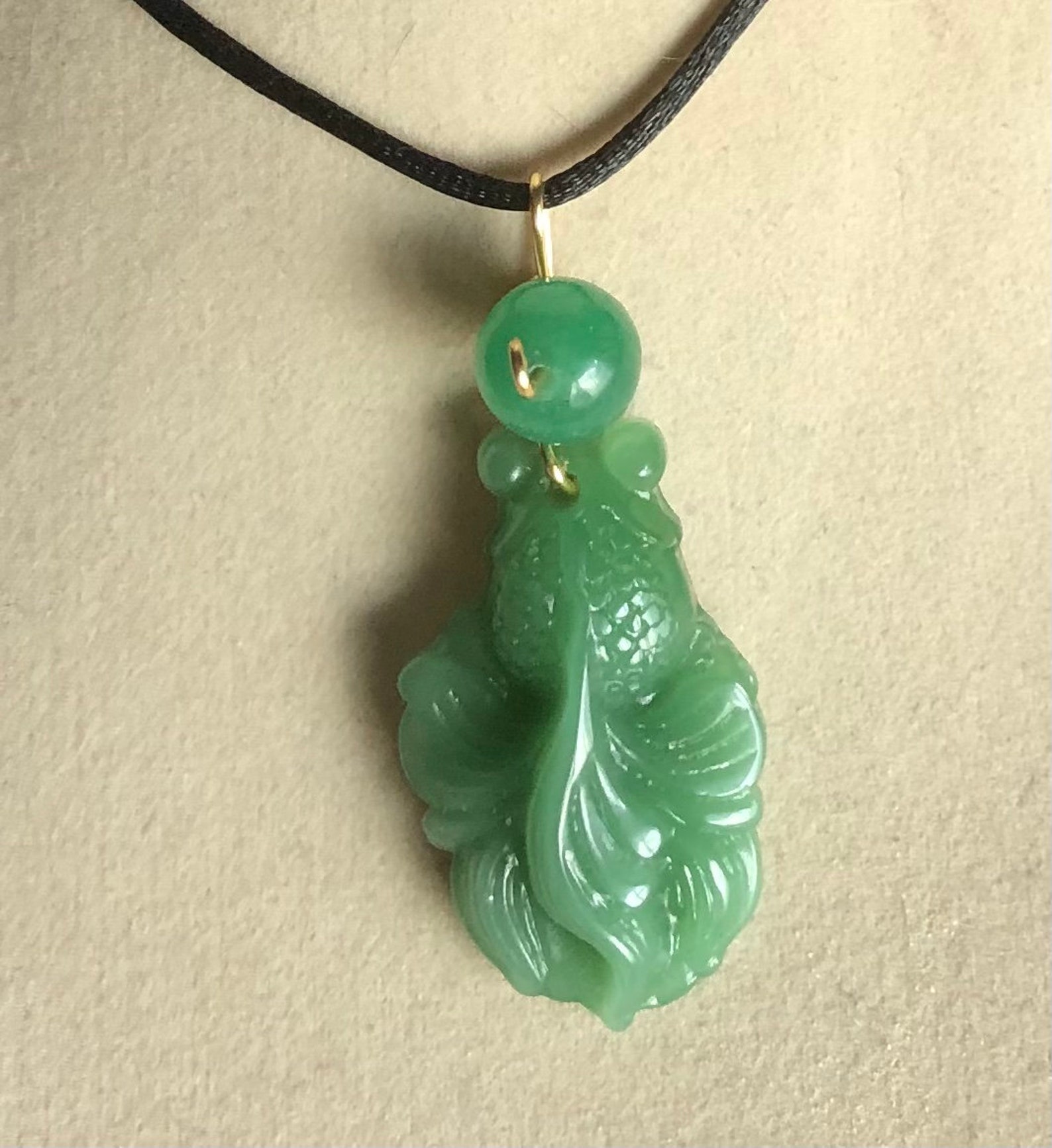 Green Jade Fish Pendant Necklace Jewelry | Etsy