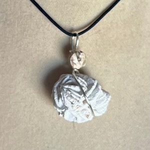 Selenite Desert Rose Pendant Wire Wrapped Necklace Jewelry