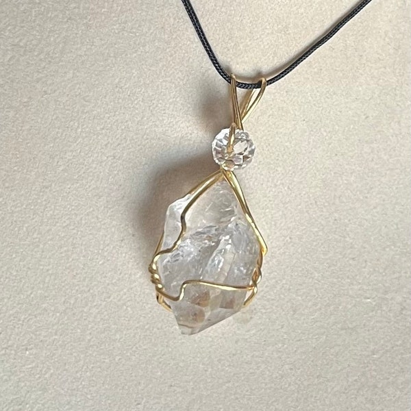 Herkimer Diamond Pendant Wire Wrapped Necklace Jewelry