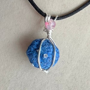 Azurite “Blueberry” Pendant Wire Wrapped Necklace Jewelry