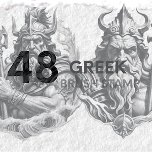 48 Poseidon Inspired Greek Mythology tattoo design Procreate Brushes