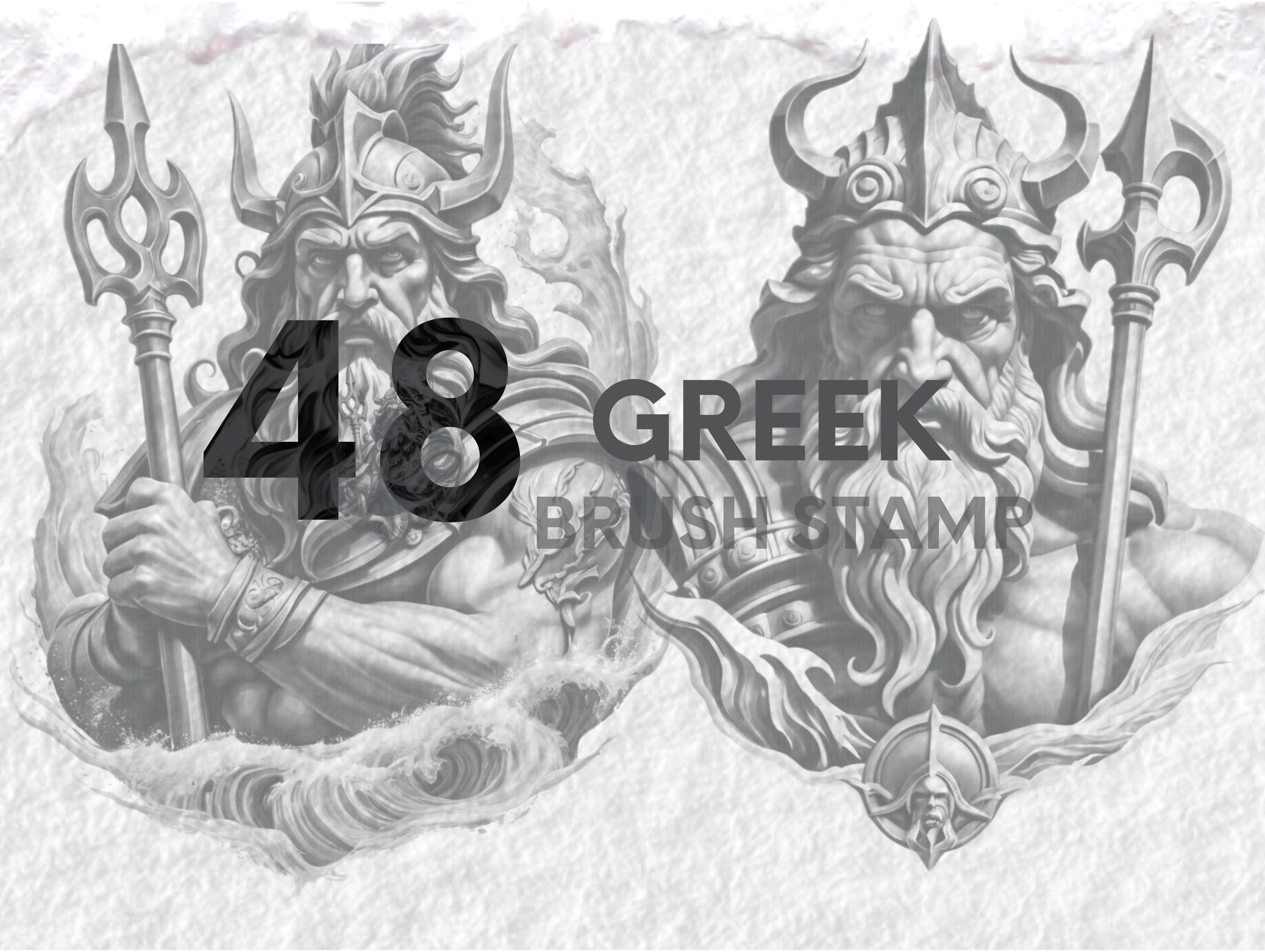 48 Poseidon Inspired Greek Mythology Tattoo Design Procreate Brushes - Etsy, image size:3000x2259
