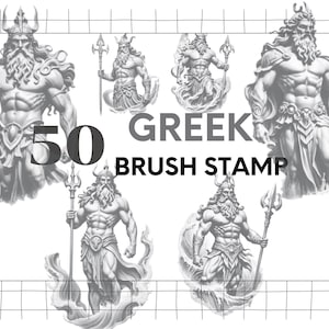 50 Poseidon Inspired Greek Mythology tattoo design Procreate Brushes
