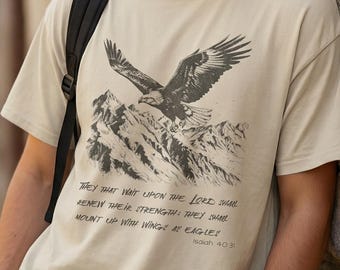 Christian Eagle-T-shirt, Jesaja 40:31 bijbeltekst, religieus T-shirt