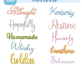 Set 10 Cursive Machine Embroidery Font, Script Alphabet Satin Stitch Font, Handwritten Embroidery Font Bundles, 6 Sizes, 11 Formats + BX