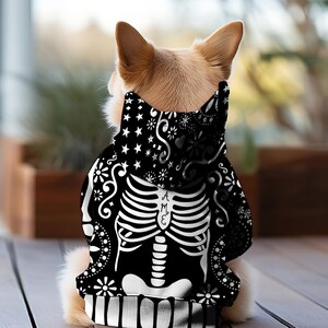 Glow-in-Dark Skeleton Dog Pajamas - Halloween Pet Costume, Warm & Stretchy Jumpsuit For Small/Medium Dogs & Cats