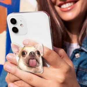 Personalized Pet Pop Socket Grip – Funny Cat Dog Phone Holder, Glitter Animal Grip for iPhone & Android, Phone Stand Gift for Pet Lovers