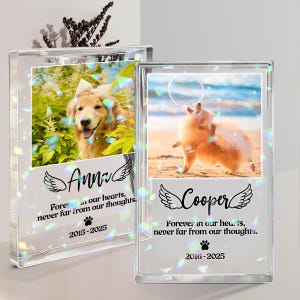 Custom Pet Memorial Plaque, Personalized Acrylic Photo Block, Dog Sympathy Plaque Gift, Personalized Tribute Sign, Custom Tabletop Decor