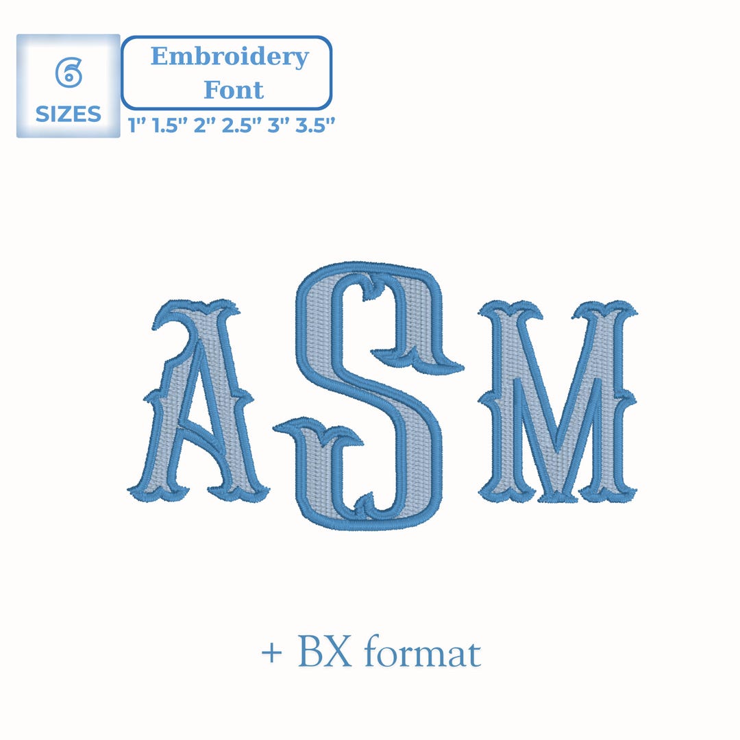 Fishtail Monogram 2 Colors Embroidery Font, Machine Embroidery Alphabet ...