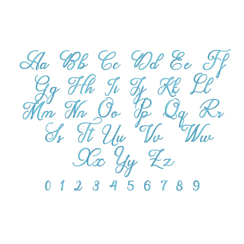 Delicate Cursive Set 10 Cursive Machine Embroidery Font, Script Alphabet Satin Stitch ...