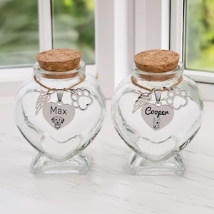 Custom Pet Fur Keepsake Jar with Portrait, Personalized Pet Hair Memorial Jar, Dog Cat Loss Gift, Rainbow Bridge Gift, Urn Memorial Gift