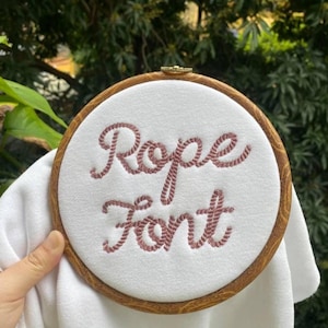 Retro Western Rope Stitch Font, Handwritten Alphabet Rope Letters Machine Embroidery, American Font Embroidery, 6 Sizes, 11 Formats +BX Font