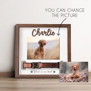 Personalized Memorial Pet Collar Sign, Dog Memorial Wood Frame With Collar Holder, Memorial Standing Frame, Pet Sympathy Gift, Pet Loss Gift