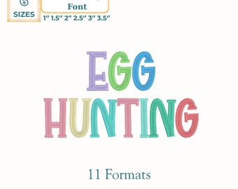 Eiersuche Ostern Schrift Maschinenstickerei, niedliche Kaninchen Schrift Stickerei, Baby Schrift Stickerei, 6 Größen, 11 Formate + BOX Schrift